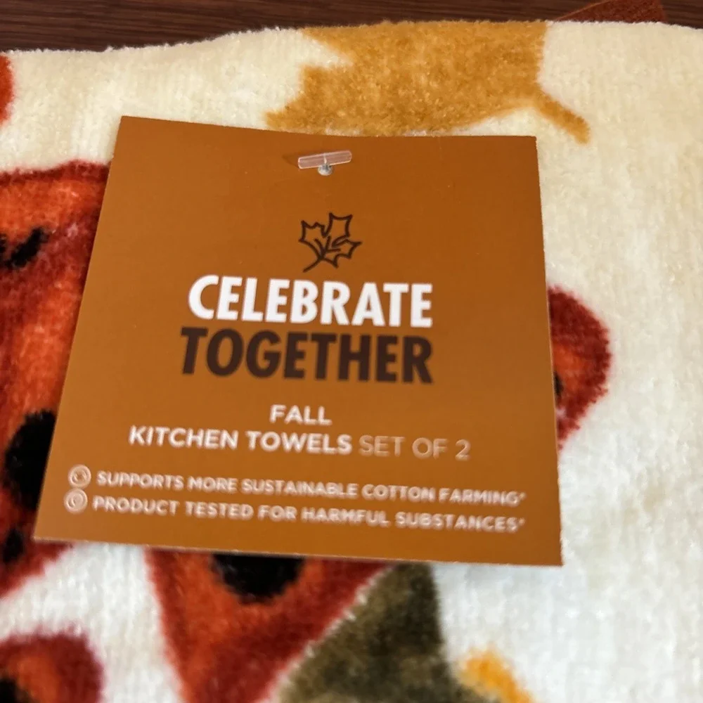 Celebrate Together Set Of 2‎  Fall Kitchen Towels Pup-Kin Spice With Cute Dog-